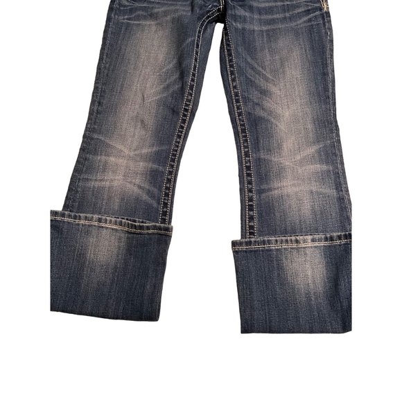 Miss Me Jeans Size 29 JE8013BR Bootcut Silver Tone Buttons Rhinestones, Metal Ac - Picture 4 of 7